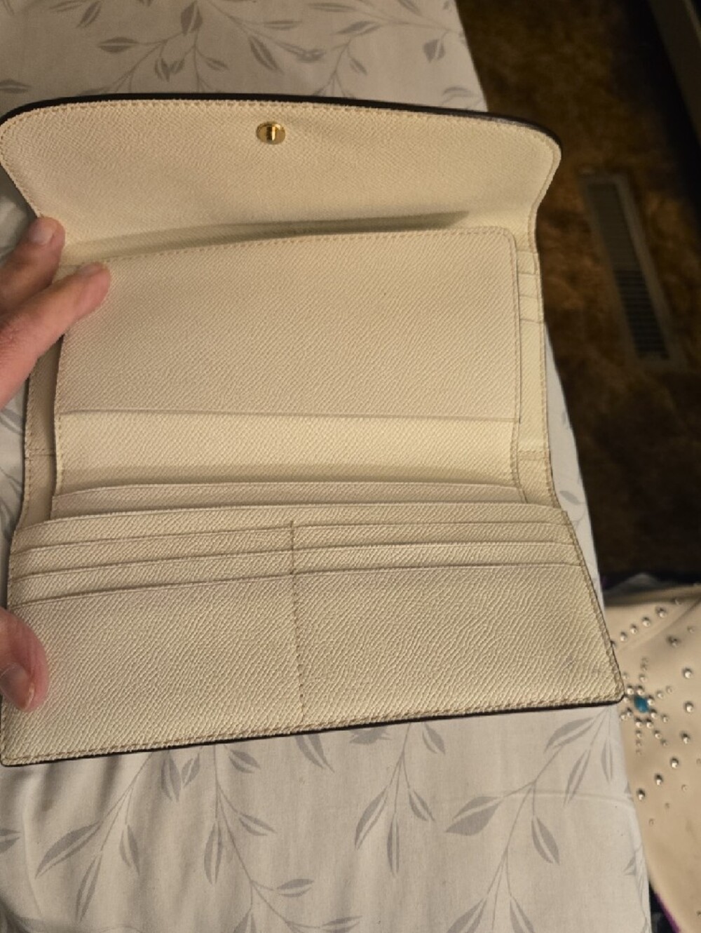 Coach Beige Two-Tone Signature Continental Wallet with Cream Flap - Picture 4 of 5